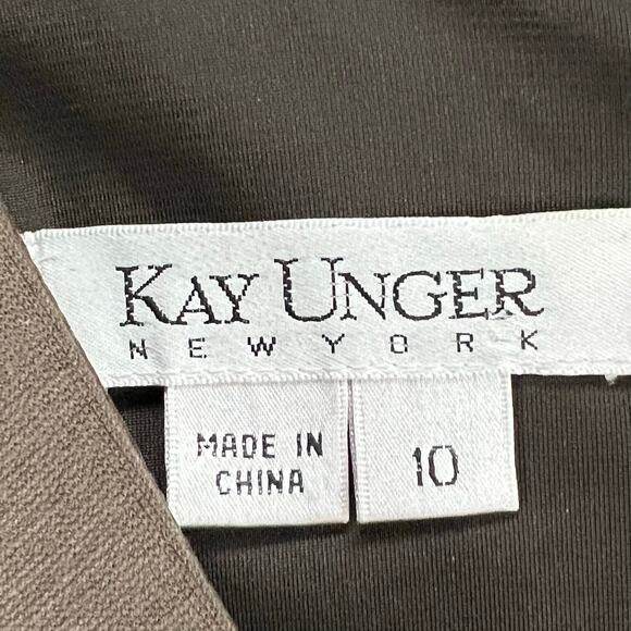 Kay Unger Dress Womens 10 Evening Collection V Neck 3/4 Sleeve Ruched Party NEW - Picture 13 of 16